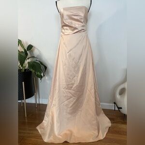 Michaelangelo Light Pink Satin Maxi Dress